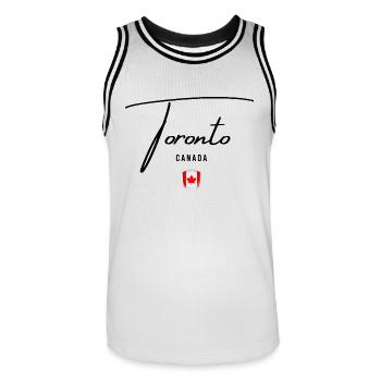 I love Toronto, Toronto Canada - Men's Basketball Jersey - white/black - Front - AI Model Male 185 dark (185cm)