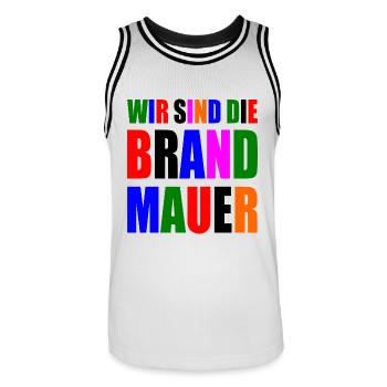 wir sind die brandmauer - Männer Basketball-Trikot - Weiß/Schwarz - Vorne - AI Model Male 185 dark (185cm)