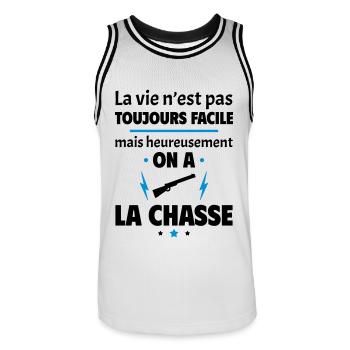 La vie n'est pas toujours facile, chasse - Maillot de basket Homme - blanc/noir - Devant - AI Model Male 185 dark (185cm)