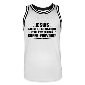 Figure skater. What's your superpower? - Men's Basketball Jersey - white/black - Front - AI Model Male 185 dark (185cm)