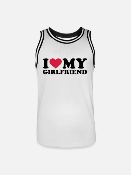 I love my girlfriend - Herre basketball-trikot - hvid/sort