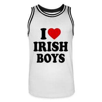 I love irish boys - Maillot de basket Homme - blanc/noir - Devant - AI Model Male 185 dark (185cm)