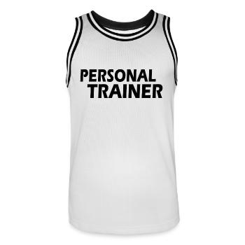 Personal trainer - Men's Basketball Jersey - white/black - Front - AI Model Male 185 dark (185cm)