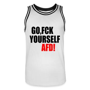 Fck afd go fuck yourself afd - Männer Basketball-Trikot - Weiß/Schwarz - Vorne - AI Model Male 185 dark (185cm)