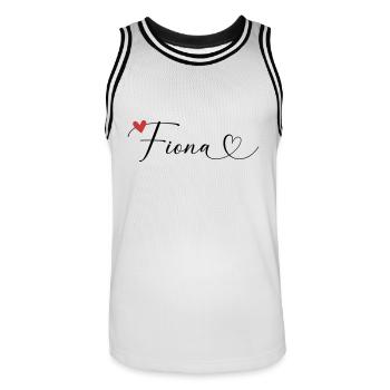Fiona Nom Prénom Calligraphie coeur - Maillot de basket Homme - blanc/noir - Devant - AI Model Male 185 dark (185cm)