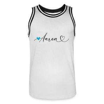 Aaron Name Vorname Kalligrafieherz - Männer Basketball-Trikot - Weiß/Schwarz - Vorne - AI Model Male 185 dark (185cm)