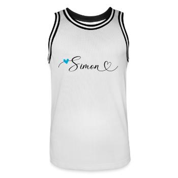 Simon Name Vorname Kalligrafieherz - Männer Basketball-Trikot - Weiß/Schwarz - Vorne - AI Model Male 185 dark (185cm)
