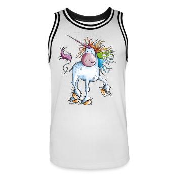 Regenbogen Einhorn - Männer Basketball-Trikot - Weiß/Schwarz - Vorne - AI Model Male 185 dark (185cm)
