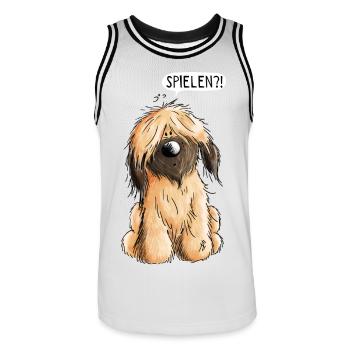 Verspielter kleiner Briard - Hund - Hunde - Gesche - Männer Basketball-Trikot - Weiß/Schwarz - Vorne - AI Model Male 185 dark (185cm)