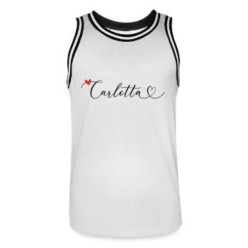 Carlotta Surname First name Calligraphy Heart - Men's Basketball Jersey - white/black - Front - AI Model Male 185 dark (185cm)
