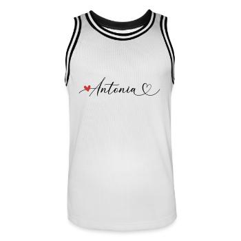 Antonia Name Vorname Kalligrafieherz - Männer Basketball-Trikot - Weiß/Schwarz - Vorne - AI Model Male 185 dark (185cm)