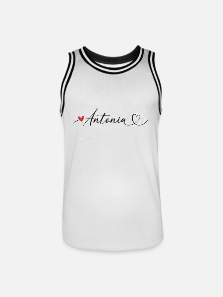 Antonia surname First name Calligraphy heart - Men's Basketball Jersey - white/black
