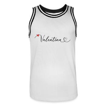 Valentina Nom Prénom Calligraphie Coeur - Maillot de basket Homme - blanc/noir - Devant - AI Model Male 185 dark (185cm)