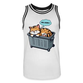Pas aujourd’hui Chat Kawaii Mignon Dormir Sommeil Officiel - Maillot de basket Homme - blanc/noir - Devant - AI Model Male 185 dark (185cm)