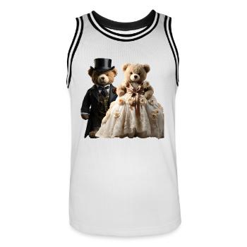 Two happy newlywed bears - Men's Basketball Jersey - white/black - Front - AI Model Male 185 dark (185cm)