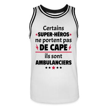 Certains super-héros sont ambulanciers,cadeau noël - Maillot de basket Homme - blanc/noir - Devant - AI Model Male 185 dark (185cm)