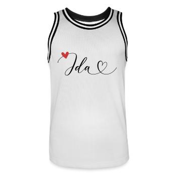 Ida Name First name Calligraphy Heart - Men's Basketball Jersey - white/black - Front - AI Model Male 185 dark (185cm)