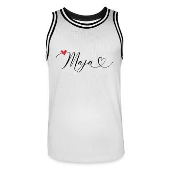 Maja Name Vorname Kalligrafieherz - Männer Basketball-Trikot - Weiß/Schwarz - Vorne - AI Model Male 185 dark (185cm)