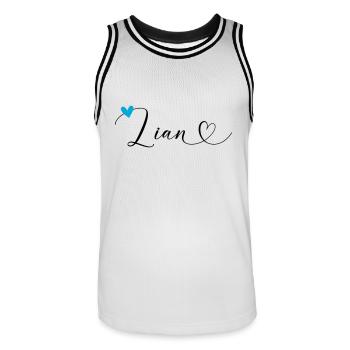 Lian Name Vorname Kalligrafieherz - Männer Basketball-Trikot - Weiß/Schwarz - Vorne - AI Model Male 185 dark (185cm)