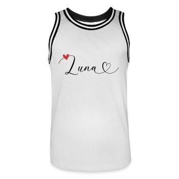 Luna Name First Name Calligraphy Heart - Men's Basketball Jersey - white/black - Front - AI Model Male 185 dark (185cm)