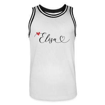 Elisa Surname First name Calligraphy Heart - Men's Basketball Jersey - white/black - Front - AI Model Male 185 dark (185cm)