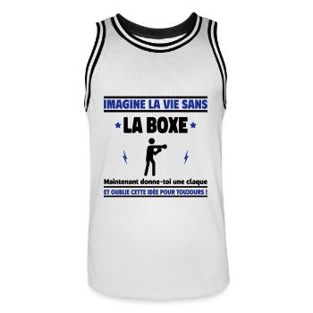 Imagine la vie sans boxe : inconcevable ! - Maillot de basket Homme - blanc/noir - Devant - AI Model Male 185 dark (185cm)
