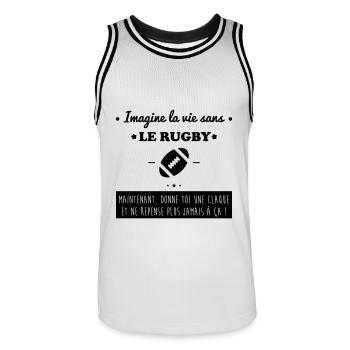 Le rugby,rugbyman - Maillot de basket Homme - blanc/noir - Devant - AI Model Male 185 dark (185cm)