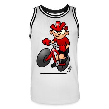 MTB - Men's Basketball Jersey - white/black - Front - AI Model Male 185 dark (185cm)
