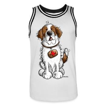 Mignon Saint Bernard Chien - Maillot de basket Homme - blanc/noir - Devant - AI Model Male 185 dark (185cm)