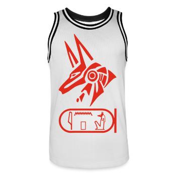 Dieu Anubis (rouge) - Maillot de basket Homme - blanc/noir - Devant - AI Model Male 185 dark (185cm)
