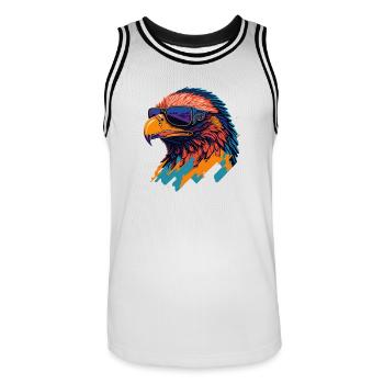 Majestic Soar: Retro Eagle T-Shirt - Men's Basketball Jersey - white/black - Front - AI Model Male 185 dark (185cm)