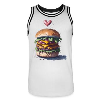 Burger - Maillot de basket Homme - blanc/noir - Devant - AI Model Male 185 dark (185cm)