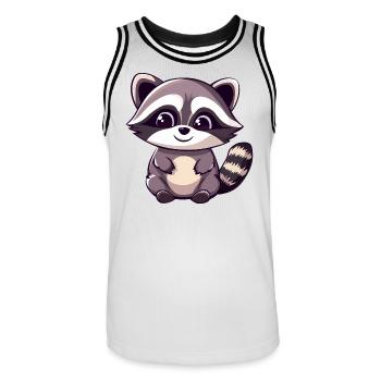 Mignon adorable raton laveur - Charmant dessin animé - Maillot de basket Homme - blanc/noir - Devant - AI Model Male 185 dark (185cm)