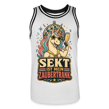 Sekt ist mein Zaubertrank Einhorn Shirt - Männer Basketball-Trikot - Weiß/Schwarz - Vorne - AI Model Male 185 dark (185cm)