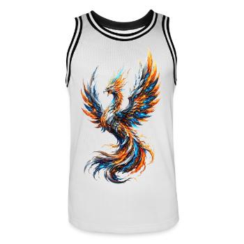 Blazing Electric Phoenix - Men's Basketball Jersey - white/black - Front - AI Model Male 185 dark (185cm)