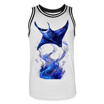 Kosmisch-Blaue Astral-Manta - Männer Basketball-Trikot - Weiß/Schwarz - Vorne - AI Model Male 185 dark (185cm)