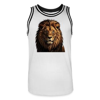 Lion Combattant - Maillot de basket Homme - blanc/noir - Devant - AI Model Male 185 dark (185cm)