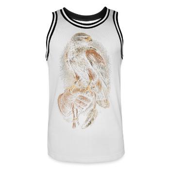 Falknerei Falkner - Männer Basketball-Trikot - Weiß/Schwarz - Vorne - AI Model Male 185 dark (185cm)