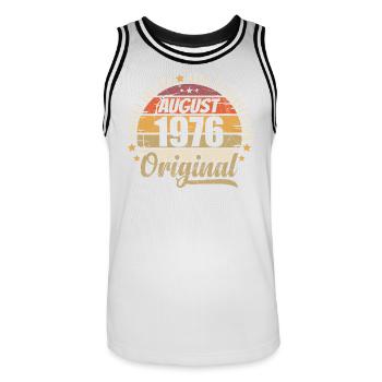 Août 1976 Anniversaire Vintage Rétro Août 1976 - Maillot de basket Homme - blanc/noir - Devant - AI Model Male 185 dark (185cm)
