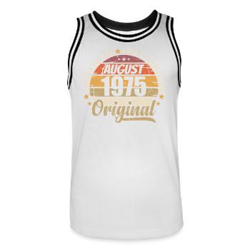 August 1975 Retro Vintage Geburtstag August 1975 - Männer Basketball-Trikot - Weiß/Schwarz - Vorne - AI Model Male 185 dark (185cm)