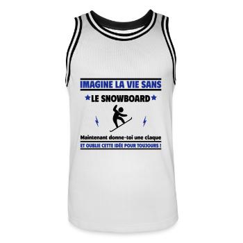 Imagine la vie sans snowboard - Maillot de basket Homme - blanc/noir - Devant - AI Model Male 185 dark (185cm)