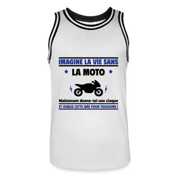 Imagine la vie sans Moto,un cadeau pour Motard - Maillot de basket Homme - blanc/noir - Devant - AI Model Male 185 dark (185cm)
