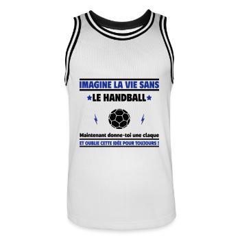 la vie sans le handball : cadeau humoristique - Maillot de basket Homme - blanc/noir - Devant - AI Model Male 185 dark (185cm)