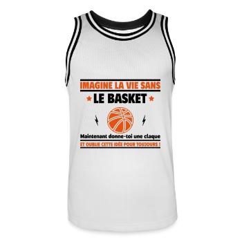 Imagine la vie sans le basket - Maillot de basket Homme - blanc/noir - Devant - AI Model Male 185 dark (185cm)