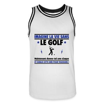Imagine la vie sans golf, oublie cette idée - Maillot de basket Homme - blanc/noir - Devant - AI Model Male 185 dark (185cm)