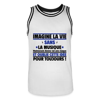 imagine la vie sans la musique - Maillot de basket Homme - blanc/noir - Devant - AI Model Male 185 dark (185cm)