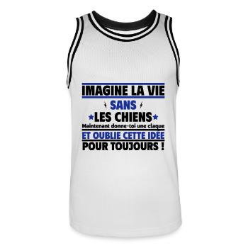 imagine la vie sans les chiens - Maillot de basket Homme - blanc/noir - Devant - AI Model Male 185 dark (185cm)