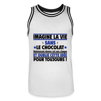 imagine la vie sans le chocolat - Maillot de basket Homme - blanc/noir - Devant - AI Model Male 185 dark (185cm)