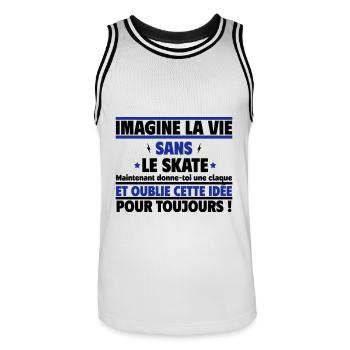 imagine la vie sans le skate - Maillot de basket Homme - blanc/noir - Devant - AI Model Male 185 dark (185cm)