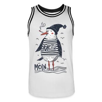 Moin Seagull Sailor Captain Sailor North Sea Baltic Sea - Men's Basketball Jersey - white/black - Front - AI Model Male 185 dark (185cm)